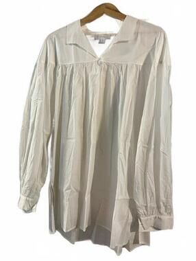The Pyramid Collection White Cotton Peasant Blouse Boho Renaissance Shirt NWOT
